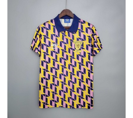 Scotland 91/93 Away Yellow&Pink Soccer Jersey